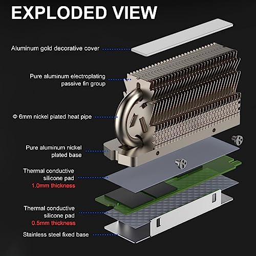 ZORBES® M.2 2280 SSD Heatsink for Hard Disk Aluminum Heat Sink for PC Thermal Silicone Pad Included Contains Heat Pipe Double-Sided Only for Single Sided 2280 Modules 2PCS ZORBES® M.2 2280 SSD Heatsink for Hard Disk Aluminum Heat Sink for PC Thermal Silicone Pad Included Contains Heat Pipe Double-Sided Only for Single Sided 2280 Modules 2PCS